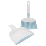 Compact Blue Broom and Dustpan Set with Integrated Storage Design