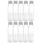 10Pcs White Pet Storage Bottles Plastic Beverage Containers with Screw on Easy Grip Lids