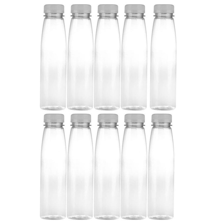 10Pcs White Pet Storage Bottles Plastic Beverage Containers with Screw on Easy Grip Lids