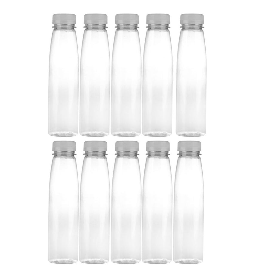 10Pcs White Pet Storage Bottles Plastic Beverage Containers with Screw on Easy Grip Lids