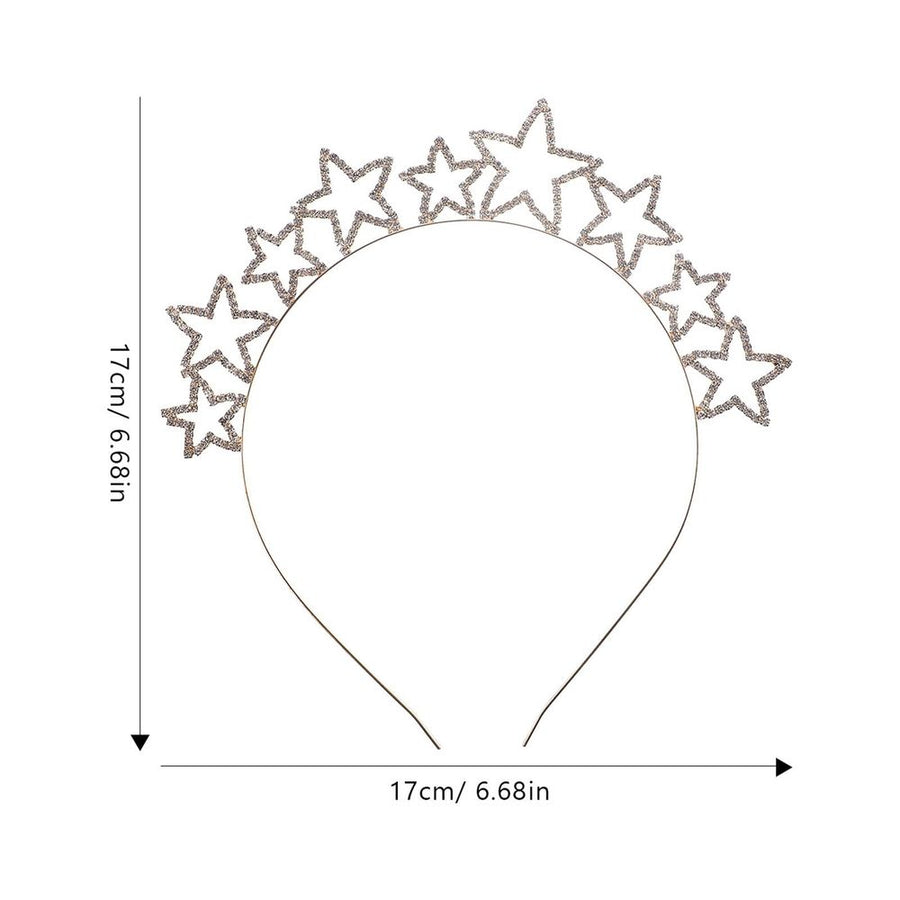 1Pc Rhinestone Hair Hoop with Star Design Golden Alloy for Wedding Birthday Party