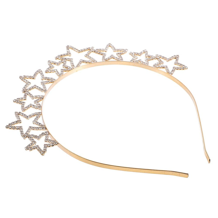 1Pc Rhinestone Hair Hoop with Star Design Golden Alloy for Wedding Birthday Party