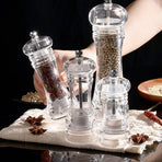 Manual Salt and Pepper Mill Transparent Shaker with Comfortable Grip and Precise Grinding