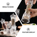 Manual Salt and Pepper Mill Transparent Shaker with Comfortable Grip and Precise Grinding