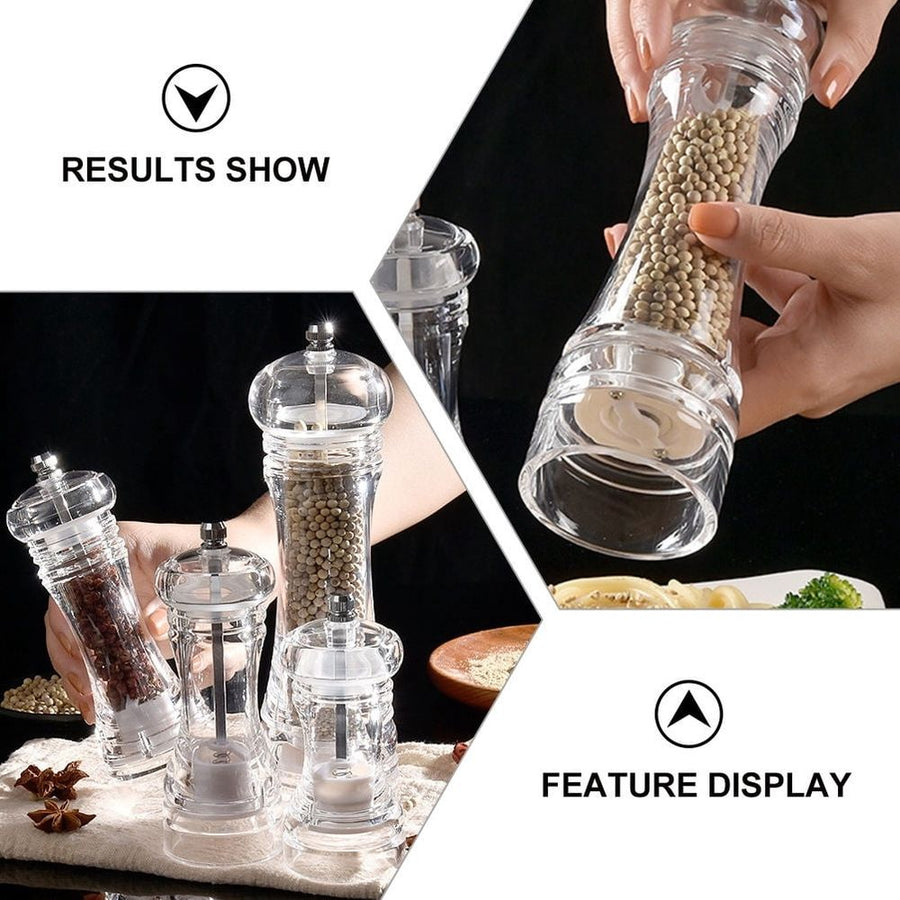 Manual Salt and Pepper Mill Transparent Shaker with Comfortable Grip and Precise Grinding