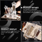Manual Salt and Pepper Mill Transparent Shaker with Comfortable Grip and Precise Grinding