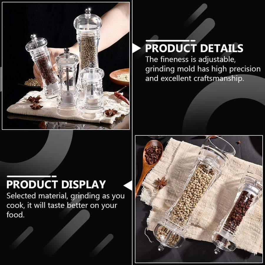 Manual Salt and Pepper Mill Transparent Shaker with Comfortable Grip and Precise Grinding