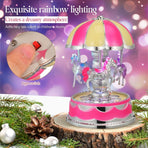 Luxury Carousel Music Box Rotate LED Light Luminous Rotation (Pink)