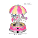 Luxury Carousel Music Box Rotate LED Light Luminous Rotation (Pink)