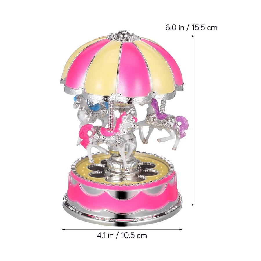 Luxury Carousel Music Box Rotate LED Light Luminous Rotation (Pink)