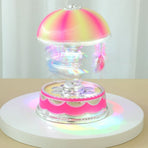 Luxury Carousel Music Box Rotate LED Light Luminous Rotation (Pink)