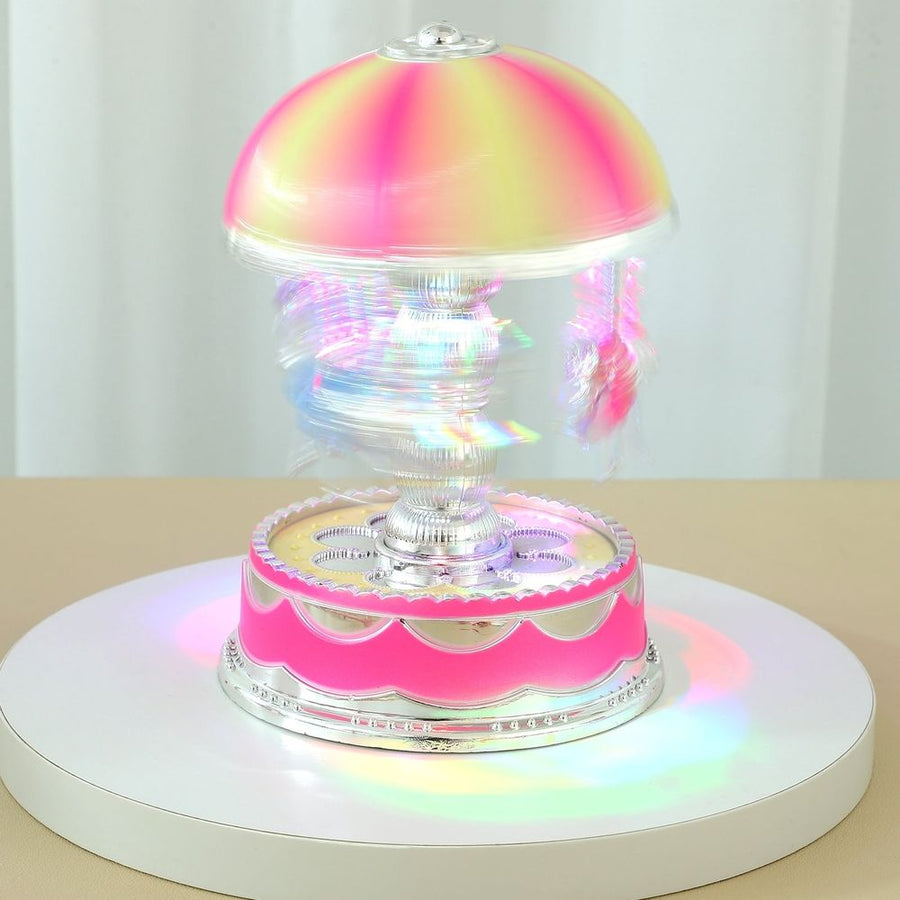 Luxury Carousel Music Box Rotate LED Light Luminous Rotation (Pink)