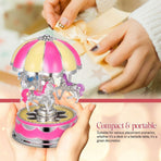 Luxury Carousel Music Box Rotate LED Light Luminous Rotation (Pink)