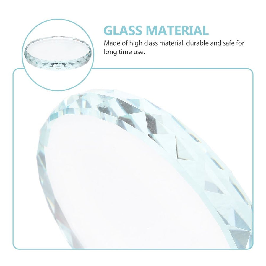 Round Transparent Glass Display Stand Tray for Craft Projects and Home Decor, 1 Set
