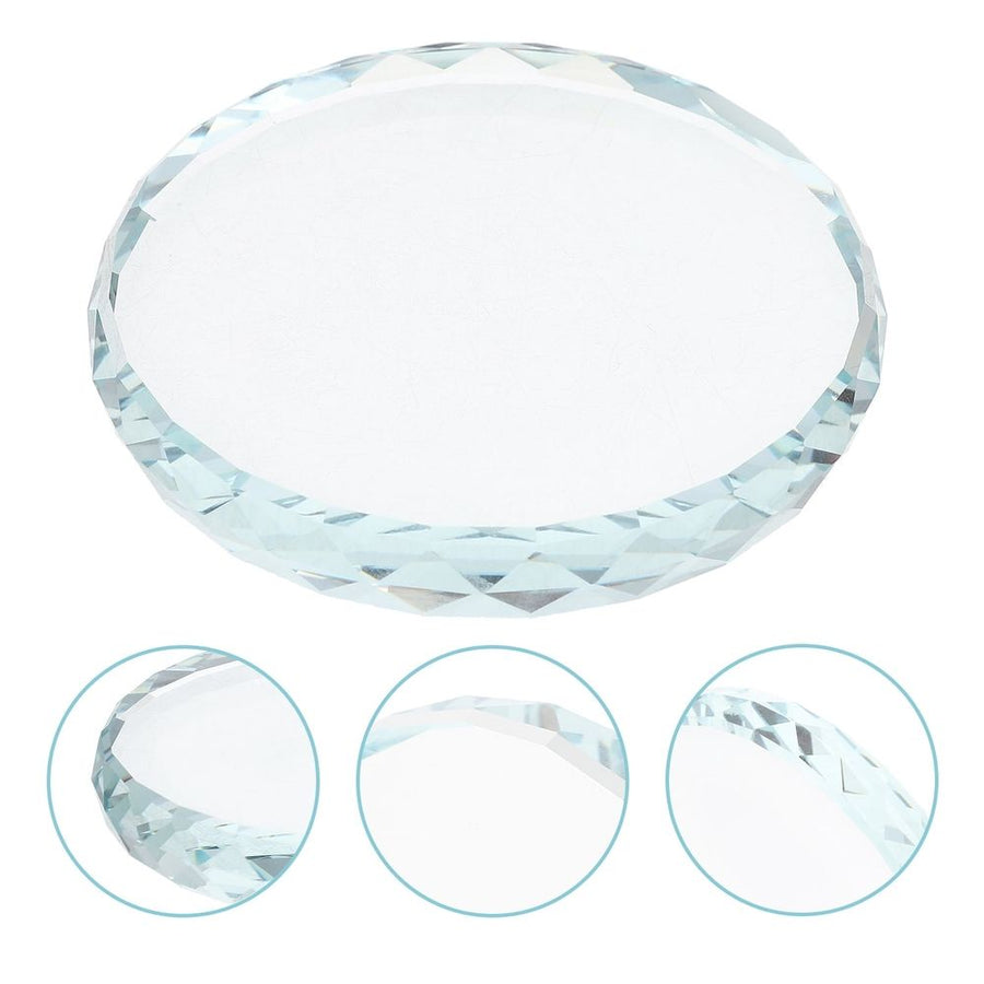 Round Transparent Glass Display Stand Tray for Craft Projects and Home Decor, 1 Set
