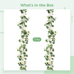 2 Pack Faux Eucalyptus Garland with White Roses - 71 Inch Artificial Greenery Vine for Wedding Arch, Table Runner, Centerpiece Table Decor, Mantel & Wall Decor