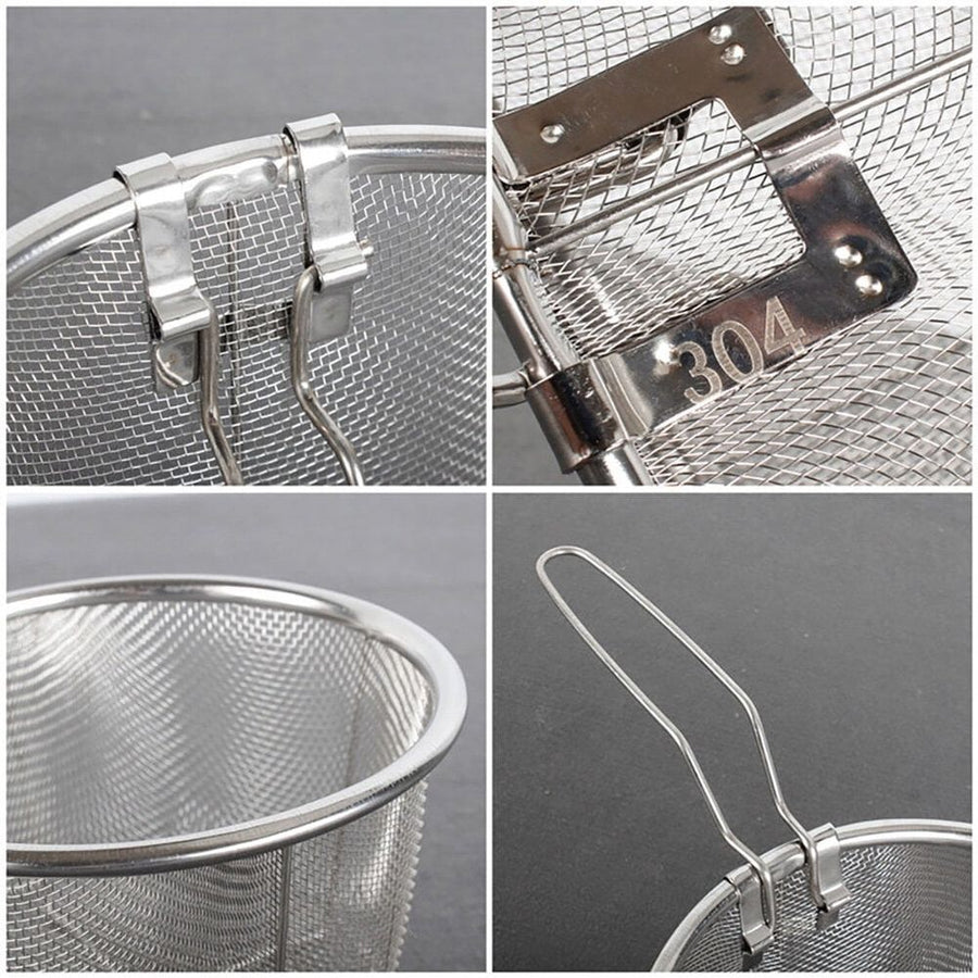 2-Pack Fine Mesh Frying Baskets with 304 Stainless Steel Oil Strainers for Deep Frying and Kitchen Cooking