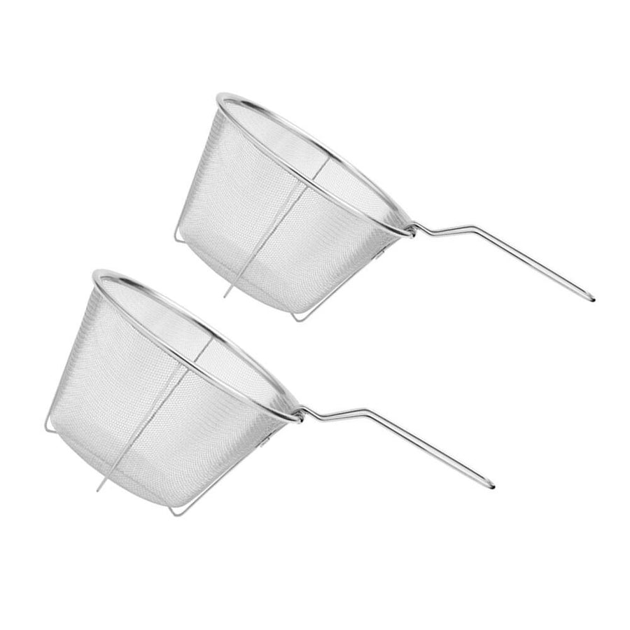 2-Pack Fine Mesh Frying Baskets with 304 Stainless Steel Oil Strainers for Deep Frying and Kitchen Cooking