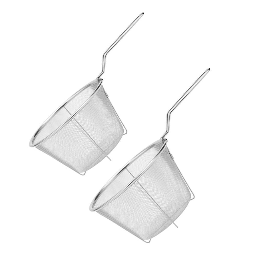 2-Pack Fine Mesh Frying Baskets with 304 Stainless Steel Oil Strainers for Deep Frying and Kitchen Cooking