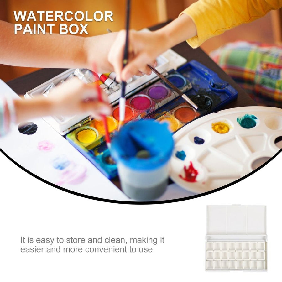 White Plastic Watercolor Paint Box with Compartments Durable for Painting Use