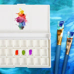 White Plastic Watercolor Paint Box with Compartments Durable for Painting Use