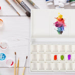 White Plastic Watercolor Paint Box with Compartments Durable for Painting Use