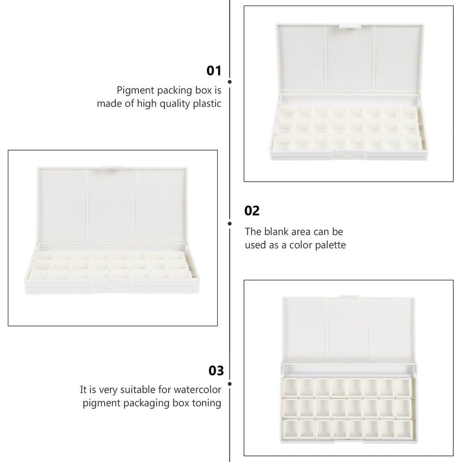 White Plastic Watercolor Paint Box with Compartments Durable for Painting Use