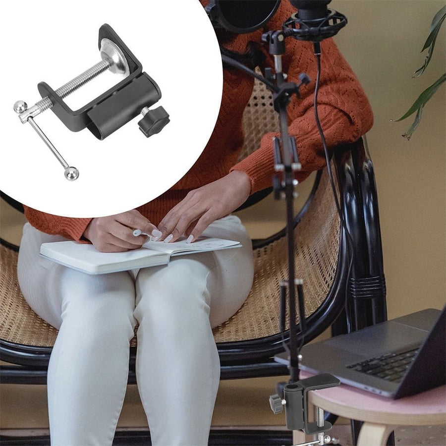 2Pcs Adjustable Table Mount Clamps with Silicone Padding for Secure Microphone Installation