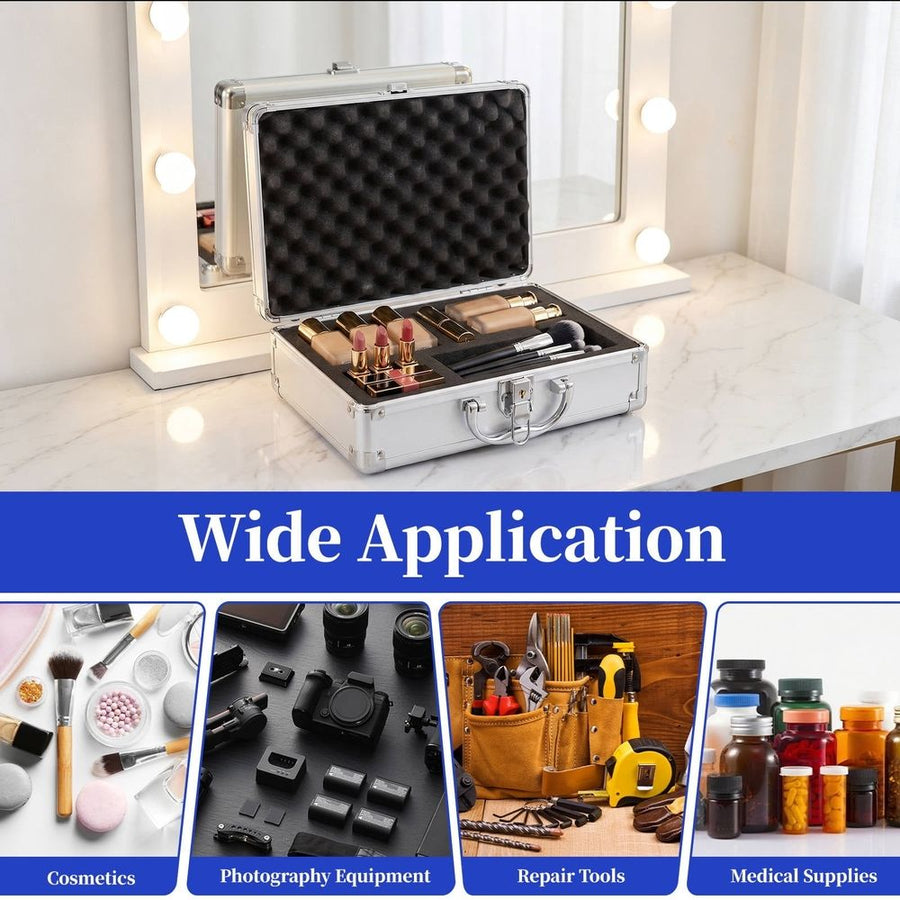 Hard Aluminum Briefcase for Storage with Latch Closure and Cushioning Inserts
