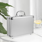 Hard Aluminum Briefcase for Storage with Latch Closure and Cushioning Inserts