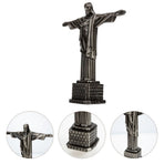 Plated Silver Jesus Figurine Alloy Ornament for Fireplace and Tabletop