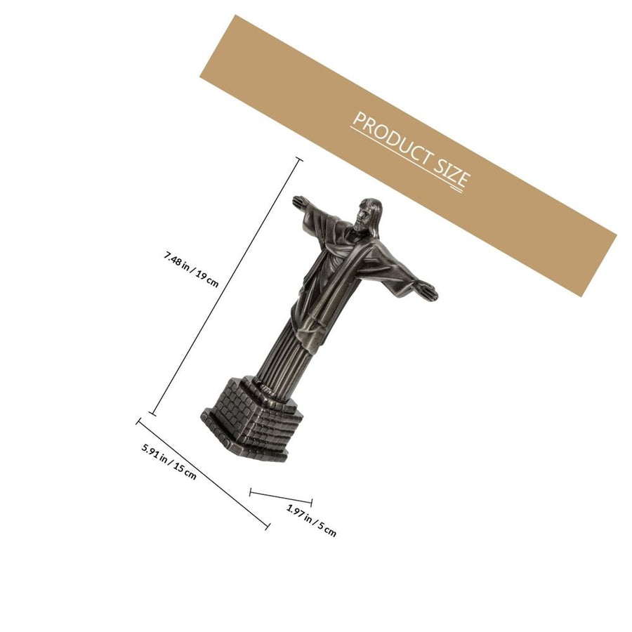 Plated Silver Jesus Figurine Alloy Ornament for Fireplace and Tabletop