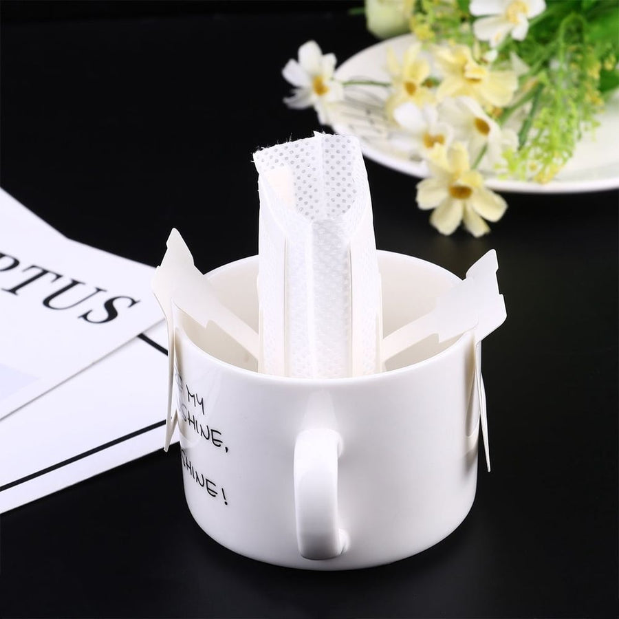 50Pcs White Drip Coffee Filter Bags for Hanging Ear Brewing and Storage Use