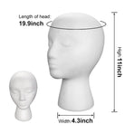 White Foam Mannequin Head Multi-Purpose for Wigs Hats Display 2Pcs