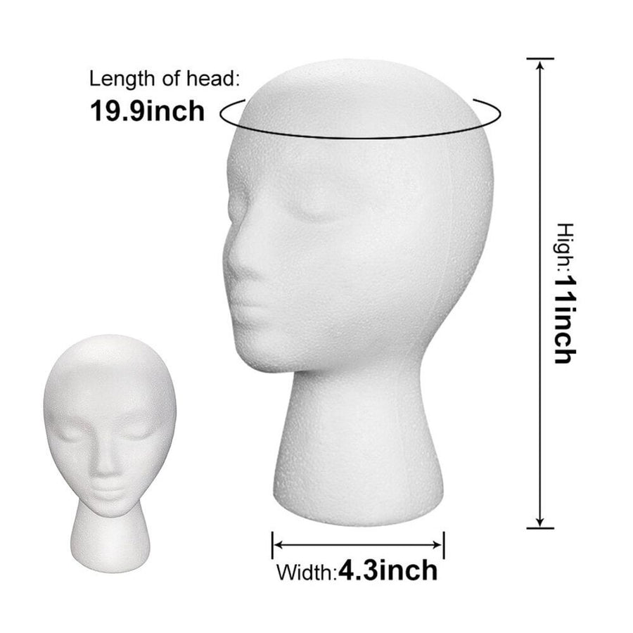 White Foam Mannequin Head Multi-Purpose for Wigs Hats Display 2Pcs