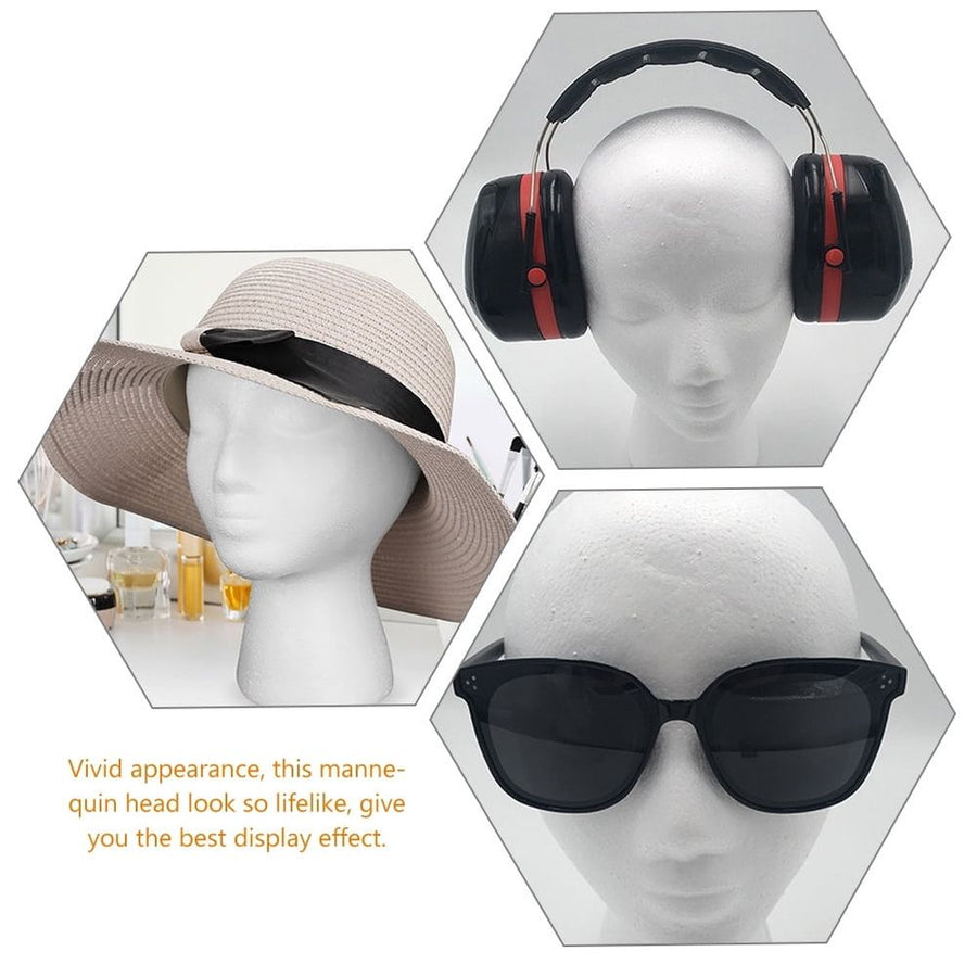White Foam Mannequin Head Multi-Purpose for Wigs Hats Display 2Pcs