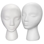 White Foam Mannequin Head Multi-Purpose for Wigs Hats Display 2Pcs