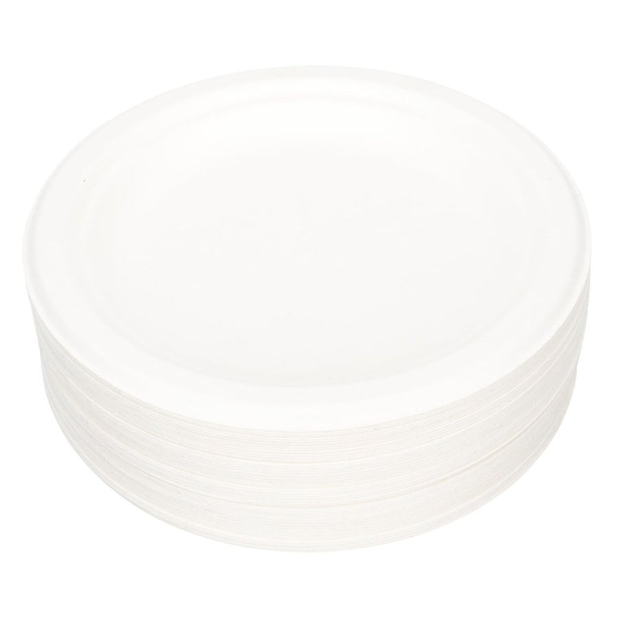 50Pcs Paper Party Plates Disposable Bagasse Simple Design For Guests
