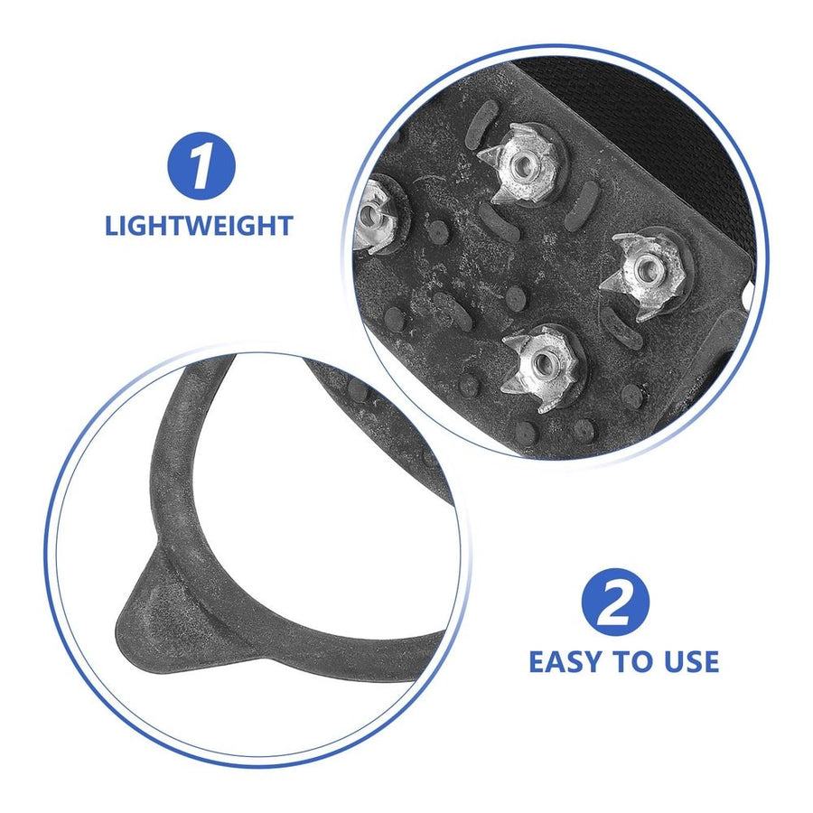 Outdoor Anti Slip Shoe Grips with High Strength Spikes for Icy Snowy Surfaces in Black