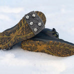 Outdoor Anti Slip Shoe Grips with High Strength Spikes for Icy Snowy Surfaces in Black