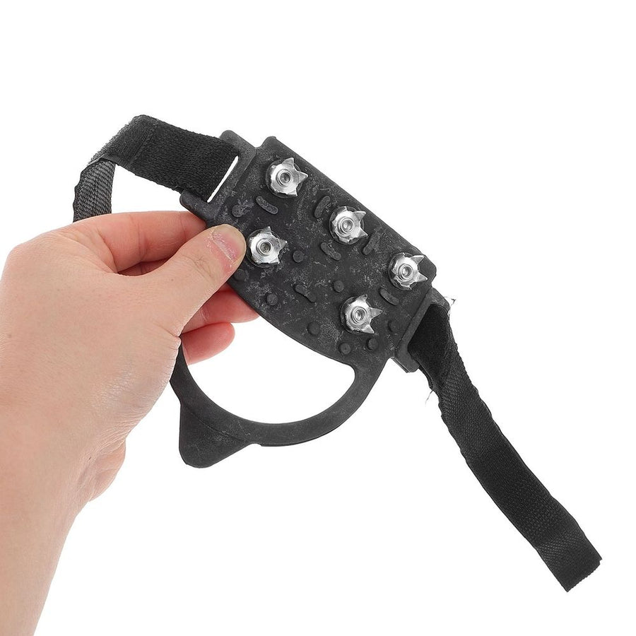 Outdoor Anti Slip Shoe Grips with High Strength Spikes for Icy Snowy Surfaces in Black