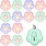 EXLEAF 15 Pcs Mini Utility Knives Cute Flower Shaped Box Cutter Retractable Letter Opener Portable Cutter with Hole for Office Home Use