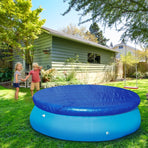 Blue PE Fabric Pool Cover for Dust and Rain Prevention Fit 8foot Round Frame or Inflatable Pools Easy to Use Store