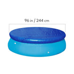 Blue PE Fabric Pool Cover for Dust and Rain Prevention Fit 8foot Round Frame or Inflatable Pools Easy to Use Store