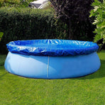 Blue PE Fabric Pool Cover for Dust and Rain Prevention Fit 8foot Round Frame or Inflatable Pools Easy to Use Store
