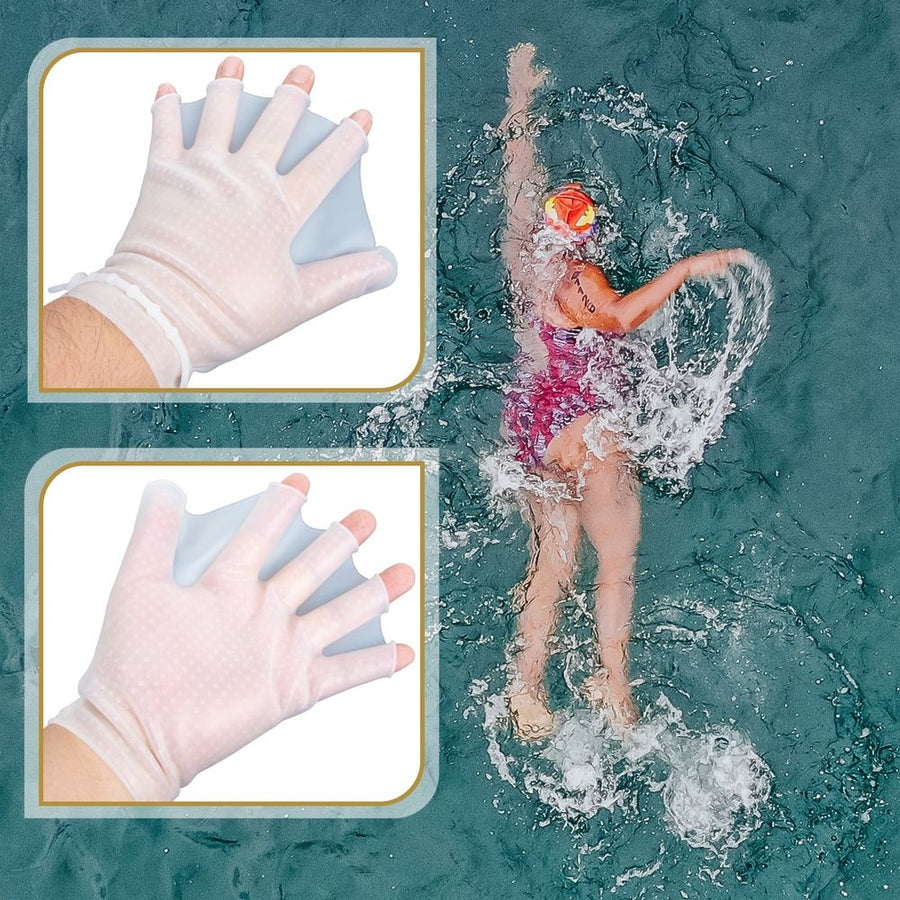 Water Gloves 1 Pair of Silicone Swimming Paddles Adjustable Pool Gloves Diving Training Gloves,7.87"X7.87"X0.04
