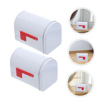 2pcs White Tinplate Mailbox Decorative Box for Desk Organization
