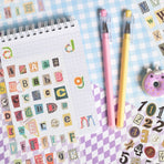 6 Sheet Scrapbook Stickers Graffiti Vintage Letters Numbers Self Adhesive Decals for Diary DIY Crafts Cards