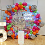 111pcs Balloon Garland Arch Kit, Back To 80s 90s Retro Theme Disco Theme Birthday Party Decor Supplies