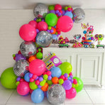 111pcs Balloon Garland Arch Kit, Back To 80s 90s Retro Theme Disco Theme Birthday Party Decor Supplies